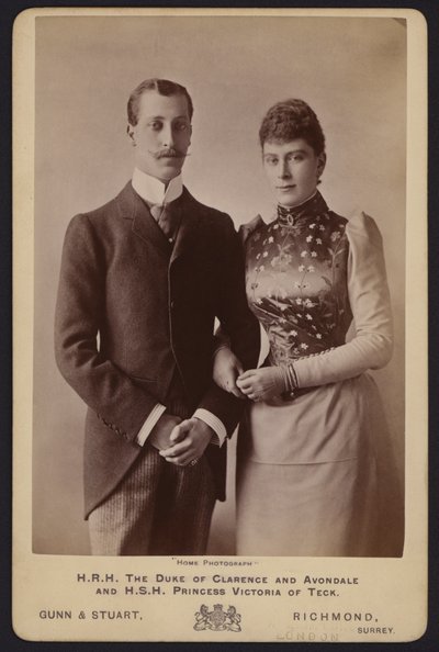 Portré, Albert Viktor herceg, VII. Edward király legidősebb fia és Mary of Teck hercegnő (f/w fotó) alkotó: English Photographer