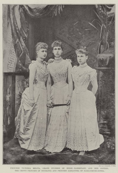Viktória Melita hercegnő, Hesse-Darmstadt nagyhercegnője és nővérei, Románia koronahercegnője és Alexandra szász-coburg-gothai hercegnő alkotó: English Photographer