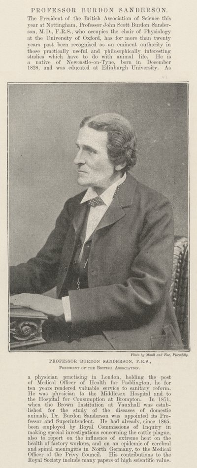 Burdon Sanderson professzor, FRS, a Brit Szövetség elnöke alkotó: English Photographer