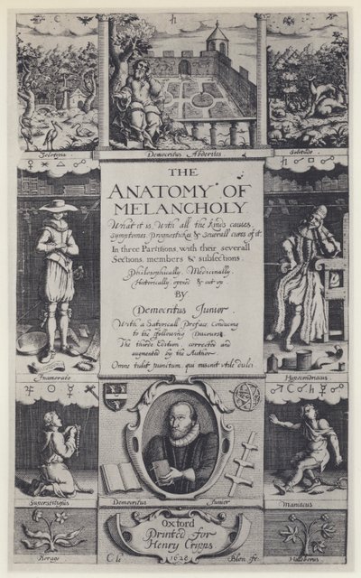R Burton, The Anatomy of Melancholy, harmadik kiadás, J Lichfield, H Cripps, Oxford 1628 (f/w fotó) alkotó: English Photographer
