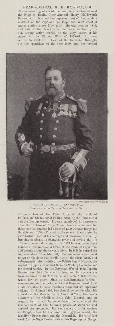 H M Rawson ellentengernagy, CB, a benini büntetőexpedíció parancsnoka alkotó: English Photographer