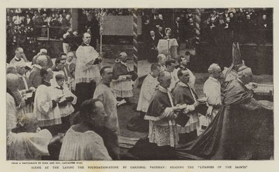Jelenet az alapkőletételnél – Vaughan bíboros, a szentek litániáit olvasva alkotó: English Photographer