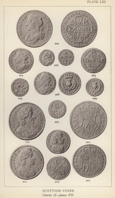 Scottish Coins, Charles II, James VII (f/w fotó) alkotó: English Photographer