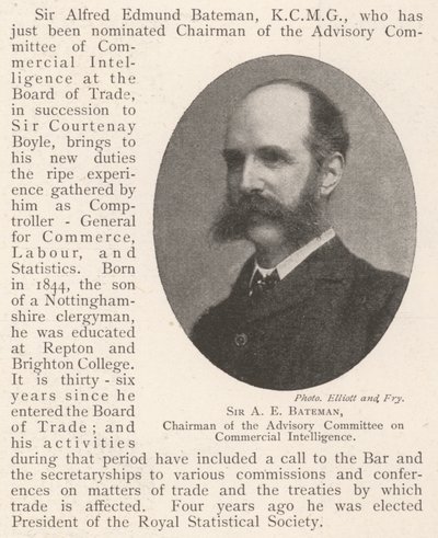Sir A E Bateman, a Kereskedelmi Hírszerzés Tanácsadó Bizottságának elnöke alkotó: English Photographer