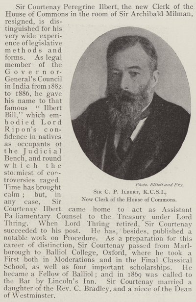 Sir C P Ilbert, KCSI, az alsóház új jegyzője alkotó: English Photographer