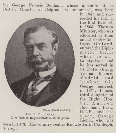 Sir G. F. Bonham, új brit belgrádi képviselő alkotó: English Photographer