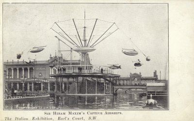 Sir Hiram Maxims fogságban lévő léghajók az olasz kiállításon, amelyre 1904-ben került sor a londoni Earls Courtban alkotó: English Photographer