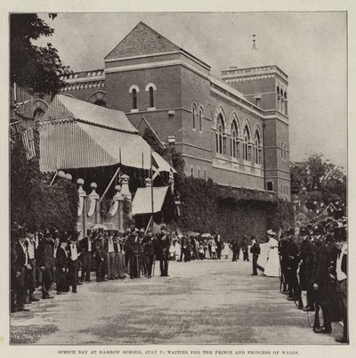 Beszédnap a Harrow Iskolában, július 7-én, a walesi hercegre és hercegnőre várva alkotó: English Photographer