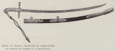 Becsületkard a Highlanders által Londonban H A MacDonald ezredesnek alkotó: English Photographer