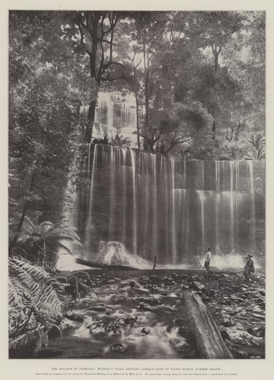 The Advance of Tasmania, Russells Falls, az átlagos vízhozamot mutatja a nyári szezonban alkotó: English Photographer