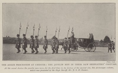 Az Assize-menet Chesterben, a Javelin férfiak az új Beefeaters jelmezben alkotó: English Photographer