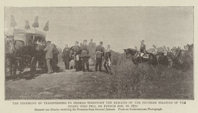 Az 1870-ben francia földre esett porosz gárda katonák földi maradványainak német területre történő átszállításának ünnepsége alkotó: English Photographer