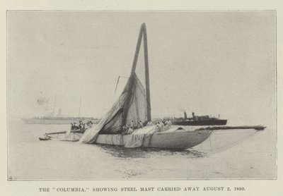 A Columbia, amelyen acélárboc látható, 1899. augusztus 2-án szállították el alkotó: English Photographer