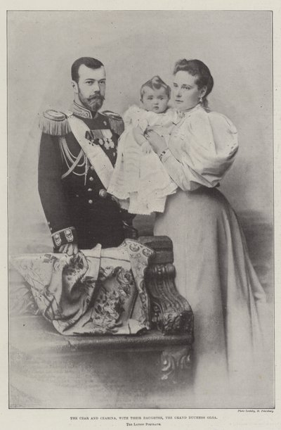 A cár és a cárnő, lányukkal, Olga nagyhercegnővel alkotó: English Photographer