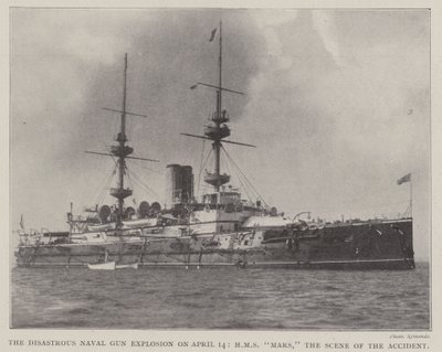 A katasztrofális haditengerészeti fegyverrobbanás április 14-én, a HMS Mars, a baleset helyszíne alkotó: English Photographer
