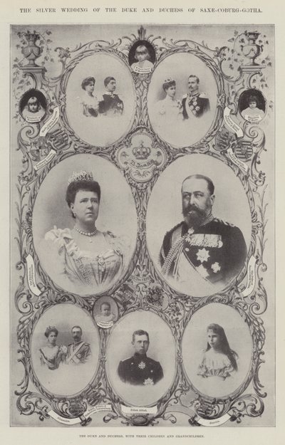 Szász-Coburg-Gotha hercege és hercegné gyermekeikkel és unokáikkal alkotó: English Photographer
