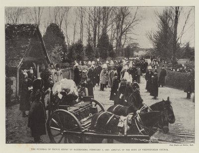 Henrik Battenbergi herceg temetése, 1896. február 5., a holttest érkezése a Whippingham templomba alkotó: English Photographer