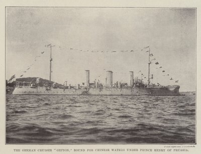 A Gefion német cirkáló, Henrik porosz herceg vezetésével a kínai vizekre tart alkotó: English Photographer