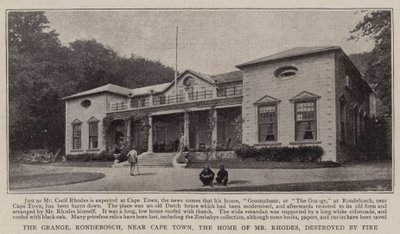 A Grange, Rondebosch, Fokváros közelében, Mr. Rhodes otthona, amelyet tűz pusztított el alkotó: English Photographer