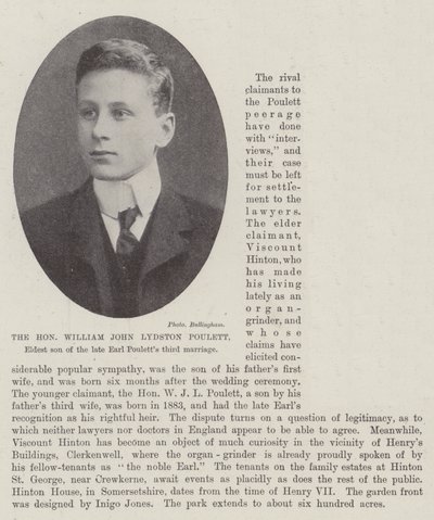 A tisztelt William John Lydston Poulett, a néhai Earl Poulett harmadik házasságának legidősebb fia alkotó: English Photographer