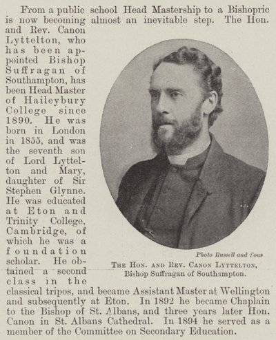 A tisztelt Lyttelton kanonok, Suffragan southamptoni püspök alkotó: English Photographer