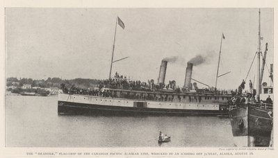 Az Islander, a Canadian Pacific Alaska Line zászlóshajója, jéghegy tört össze Juneaunál, Alaszkában, augusztus 16. alkotó: English Photographer