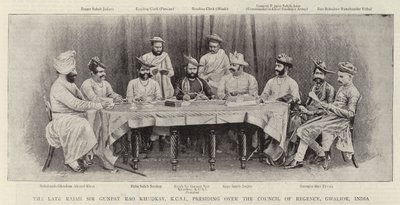 A néhai Rajah Sir Gunpat Rao Khudkay, KCSI, a kormányzótanács elnöke, Gwalior, India alkotó: English Photographer