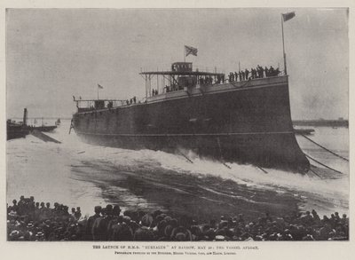 A HMS Euryalus felbocsátása Barrowban, május 20-án, a hajó felszínen alkotó: English Photographer