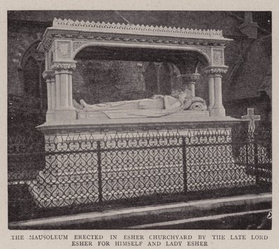 A mauzóleum, amelyet a néhai Lord Esher emeltetett magának és Lady Eshernek az Esher templomkertben alkotó: English Photographer