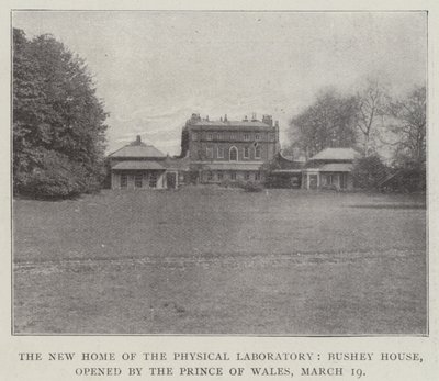 A Physical Laboratory új otthona, Bushey House, amelyet a walesi herceg nyitott meg március 19-én alkotó: English Photographer