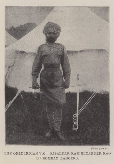 Az egyetlen indiai VC, Risaldar Ram Elxander Rao, az 1. Bombay Lancers alkotó: English Photographer