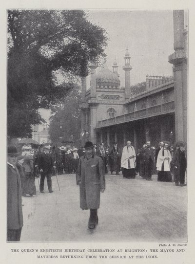 A Queens nyolcvanadik születésnapi ünnepsége Brightonban, a polgármester és a polgármesternő visszatér a szolgálatról a Dome-ban alkotó: English Photographer
