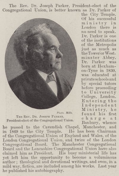 Dr. Joseph Parker tiszteletes, a Gyülekezeti Unió megválasztott elnöke alkotó: English Photographer