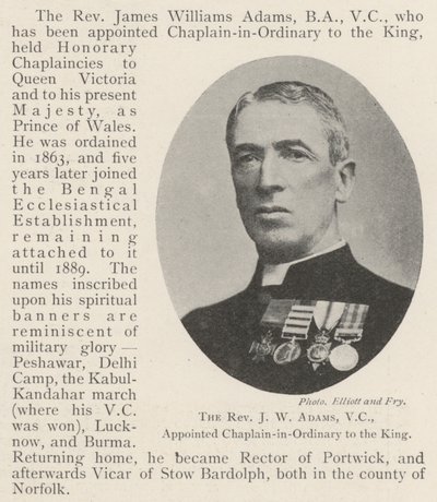 J W Adams tiszteletes, VC, kinevezte a király rendes lelkészévé alkotó: English Photographer