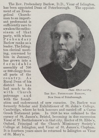 Barlow prebendary tiszteletes, Peterborough új dékánja alkotó: English Photographer
