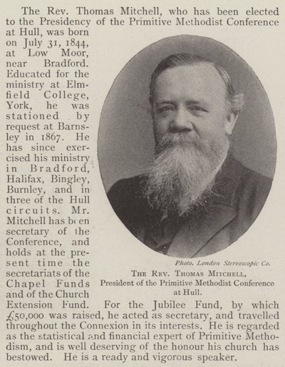 Thomas Mitchell tiszteletes, a Hull-i Primitív Metodista Konferencia elnöke alkotó: English Photographer