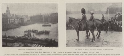 A walesi herceg áttekintése a fiúk brigádjairól a Horse Guards felvonuláson, június 14. alkotó: English Photographer