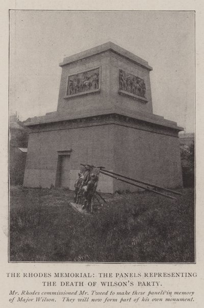 A Rodosz-emlékmű, a Wilsons Halála Pártját képviselő panelek alkotó: English Photographer