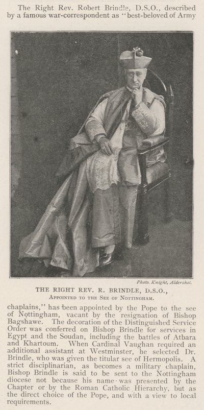 A Right Reverend R Brindle, DSO, kinevezték a Nottinghami székbe alkotó: English Photographer