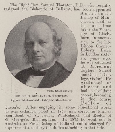 Samuel Thornton tiszteletes, Manchester püspökének kinevezett helyettese alkotó: English Photographer