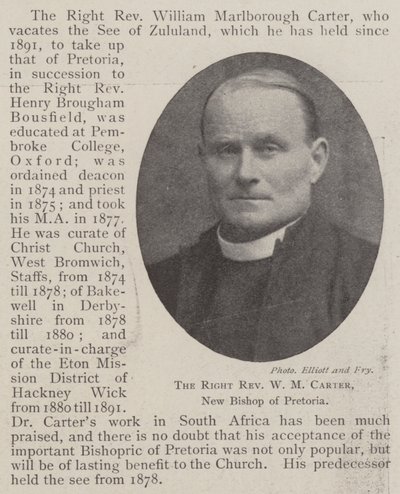 W M Carter tiszteletes, Pretoria új püspöke alkotó: English Photographer