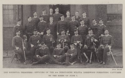 A roodevali foglyok, a 4. derbyshire-i milícia (Sherwood Foresters) tisztjei június 7-én a búrok fogságába kerültek. alkotó: English Photographer