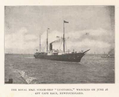 A Lusitania Royal Mail gőzhajó roncs június 26-án az új-fundlandi Cape Race-nél alkotó: English Photographer