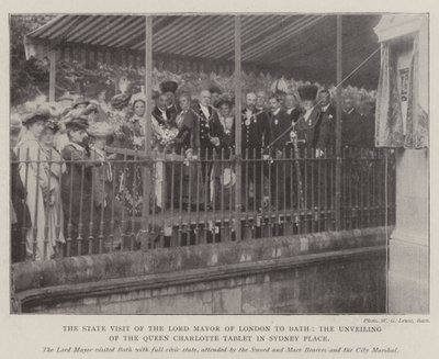 London főpolgármesterének állami látogatása Bathban, a Queen Charlotte tábla leleplezése a Sydney Place-ben alkotó: English Photographer