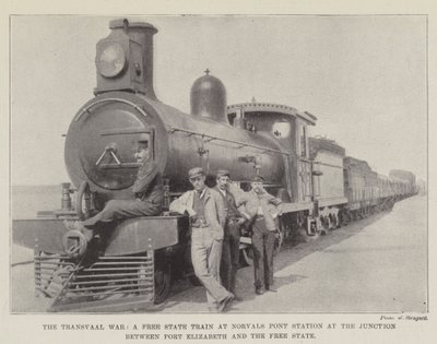 A Transvaal War, egy Free State vonat a Norvals Pont állomáson a Port Elizabeth és a Free State csomópontjában alkotó: English Photographer