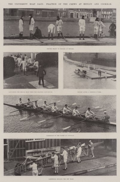 Az egyetemi hajóverseny, a legénység gyakorlata Henleyben és Cookhamban alkotó: English Photographer