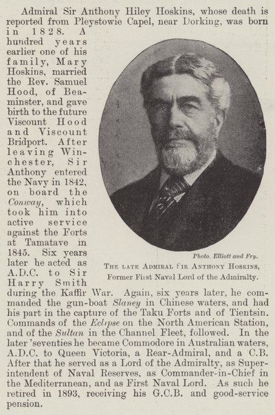 A néhai Sir Anthony Hoskins admirális, az Admiralitás egykori első haditengerészeti ura alkotó: English Photographer