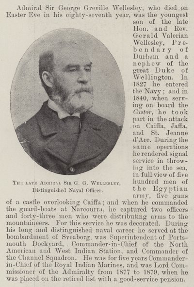 A néhai Sir G G Wellesley admirális, kiváló haditengerészeti tiszt alkotó: English Photographer