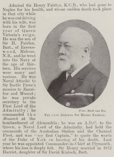 A néhai Sir Henry Fairfax admirális alkotó: English Photographer
