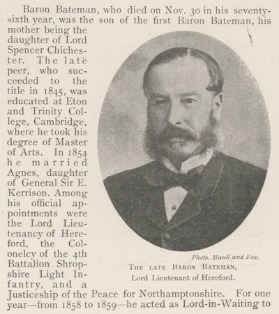 A néhai Bateman báró, Hereford főhadnagya alkotó: English Photographer